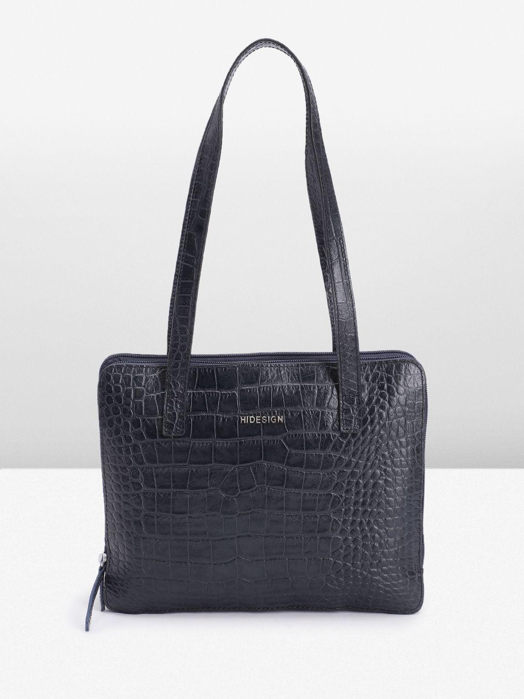 hidesign crocodile textured leather structured shoulder bag