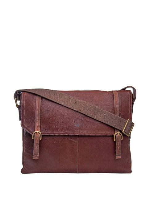 hidesign ecom maroon solid medium messenger bag