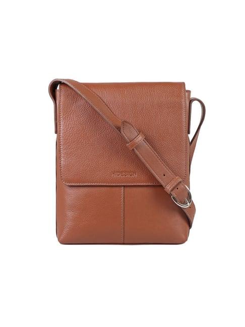 hidesign ecom tan solid medium cross body bag