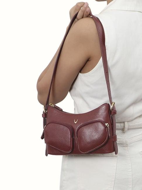 hidesign eoss ss 24 maroon solid small shoulder handbag