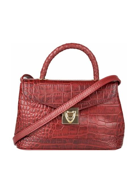 hidesign epocca 03 red textured leather handbag