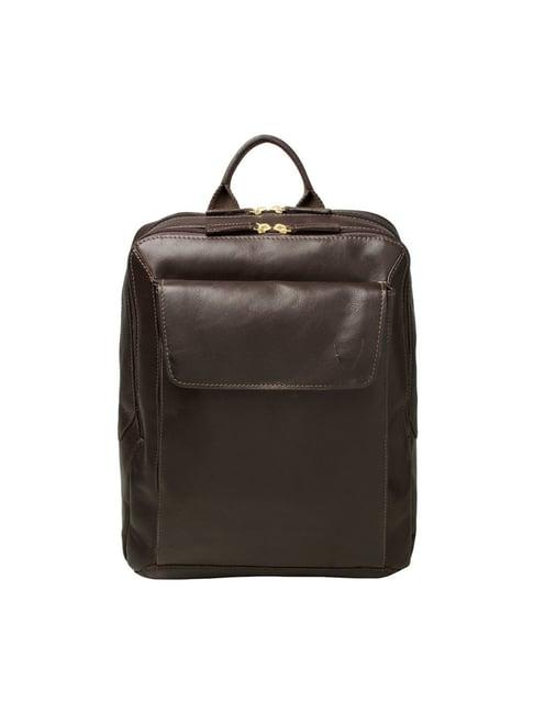 hidesign flint dark brown solid leather backpack