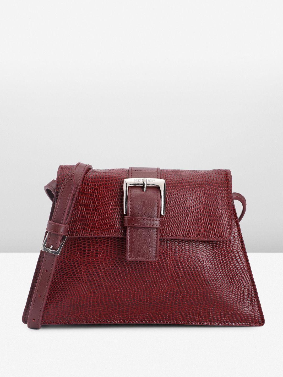 hidesign lizard textured leather structured sling bag