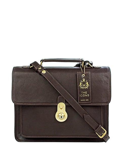 hidesign lucca brown solid medium laptop messenger bag