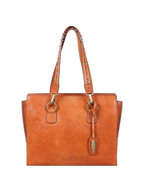 hidesign maasai orange solid medium shoulder handbag