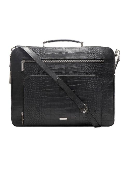 hidesign manhattan draper 01 black leather laptop messenger bag