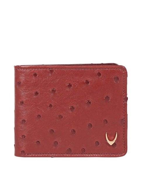 hidesign maroon casual leather bi-fold wallet for men