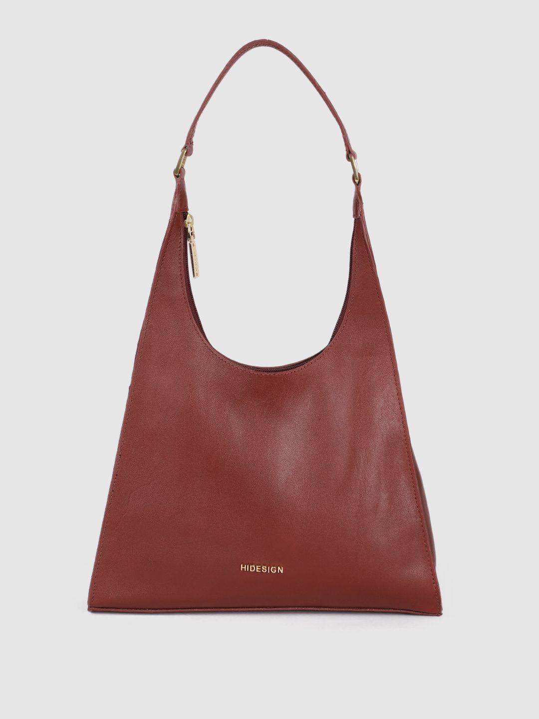 hidesign maroon leather structured hobo bag