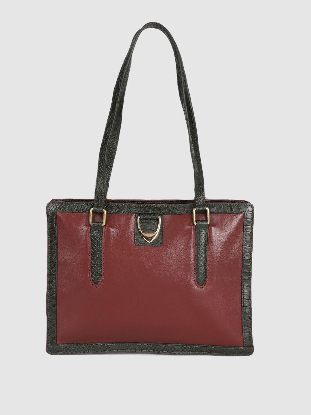 hidesign maroon leather structured shoulder bag