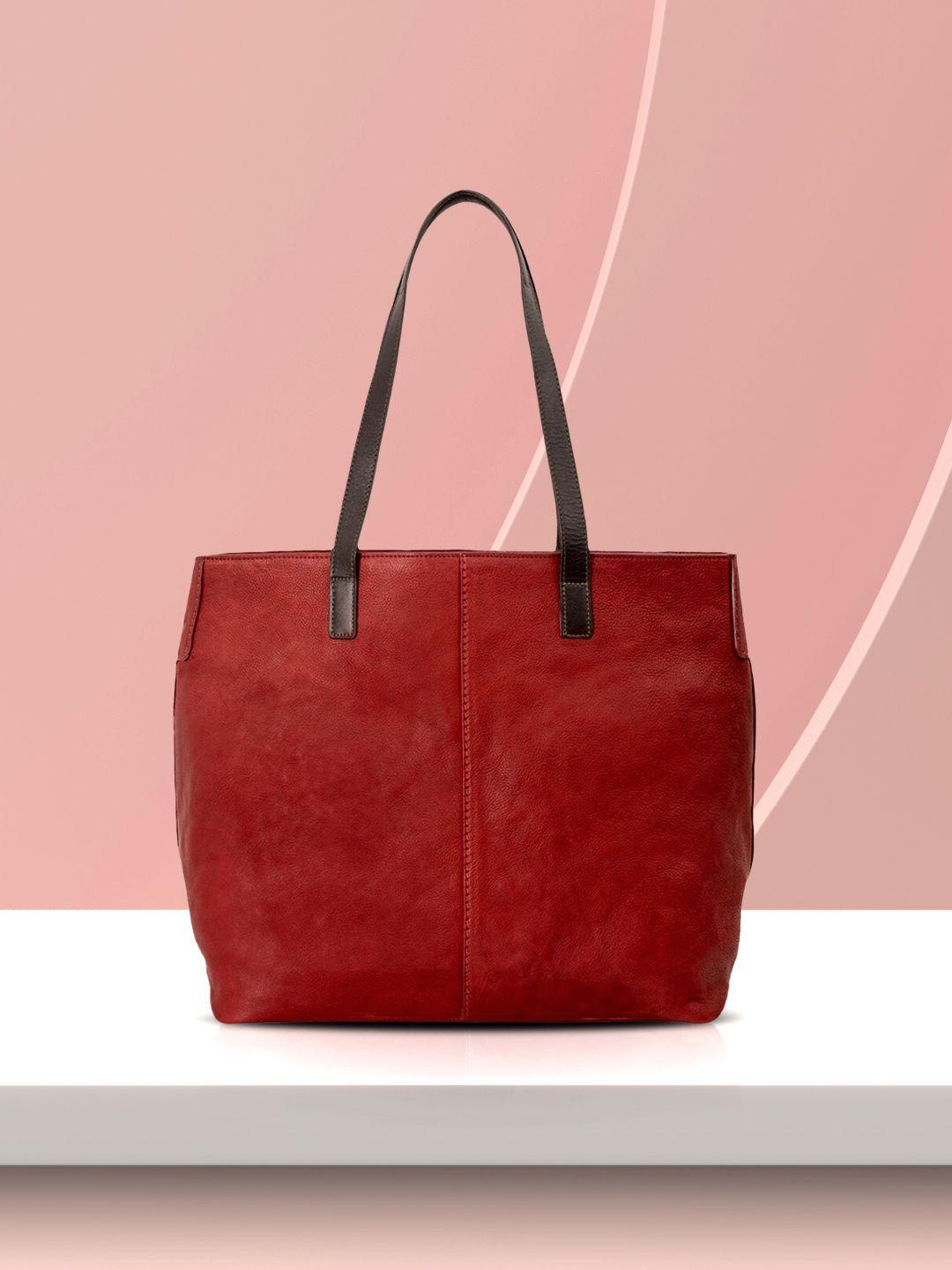 hidesign maroon solid leather shoulder bag