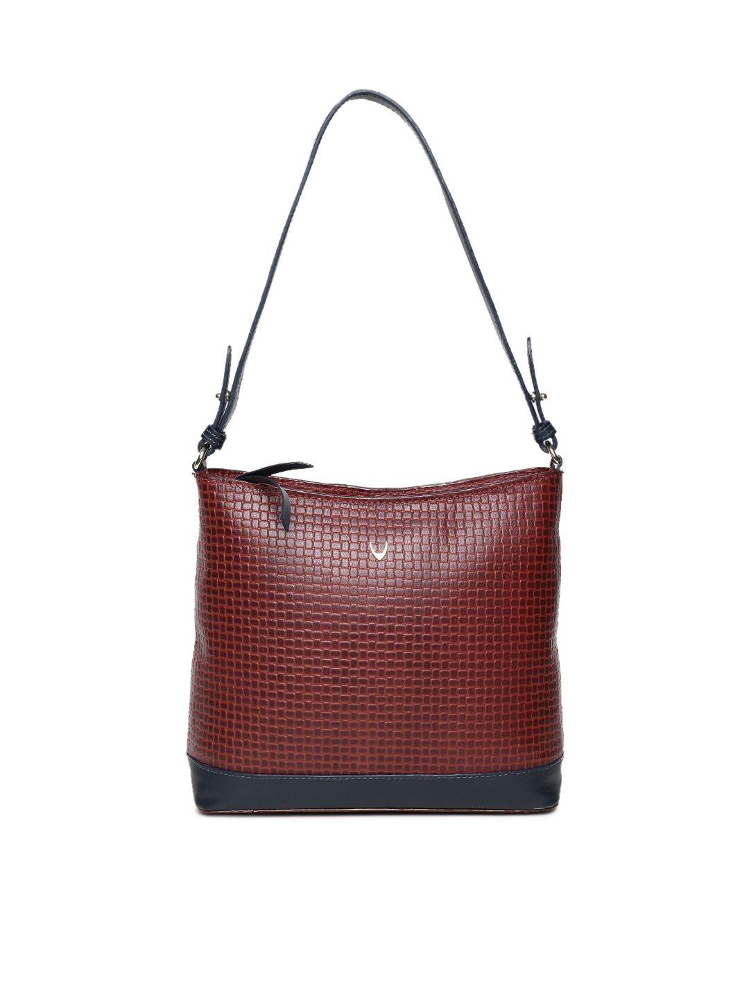 hidesign maroon textured leather hobo bag