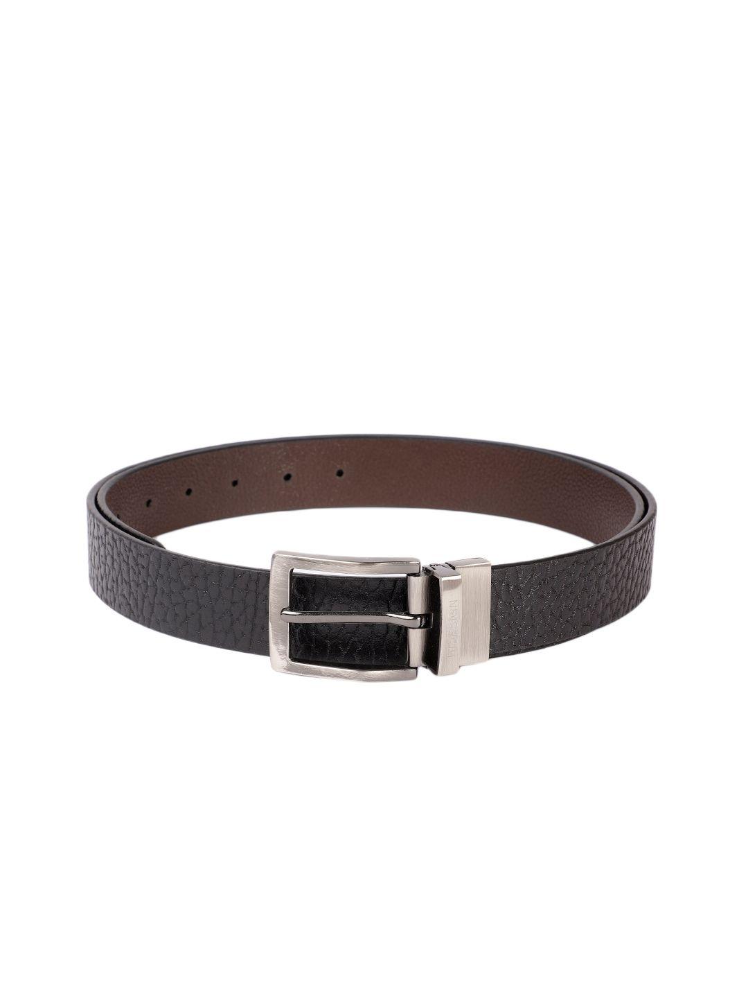 hidesign men black & brown textured reversible leather belt