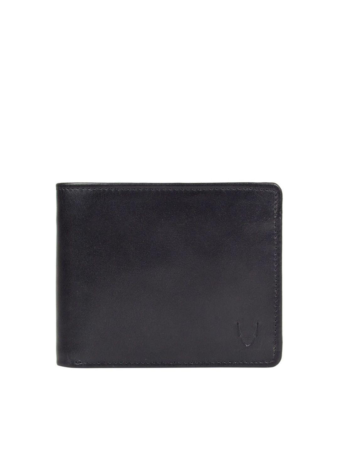 hidesign men black & grey leather two fold wallet