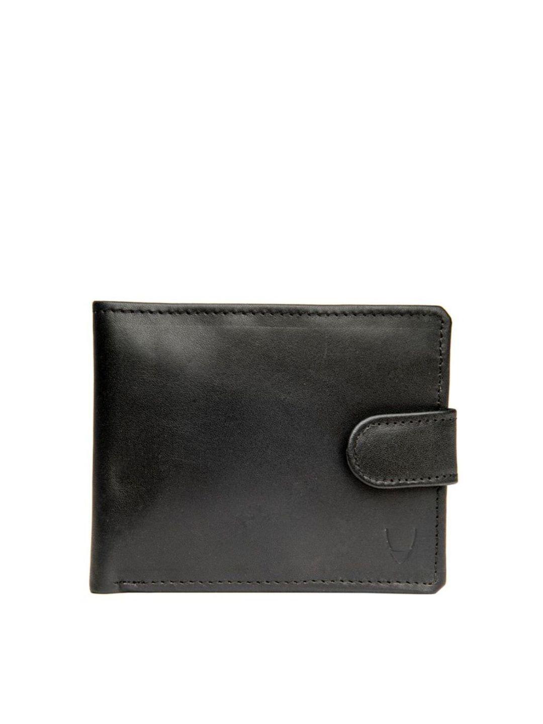 hidesign men black leather three fold wallet