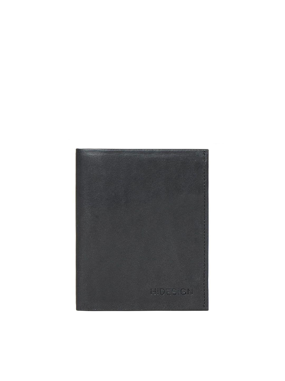 hidesign men black textured leather two fold wallet