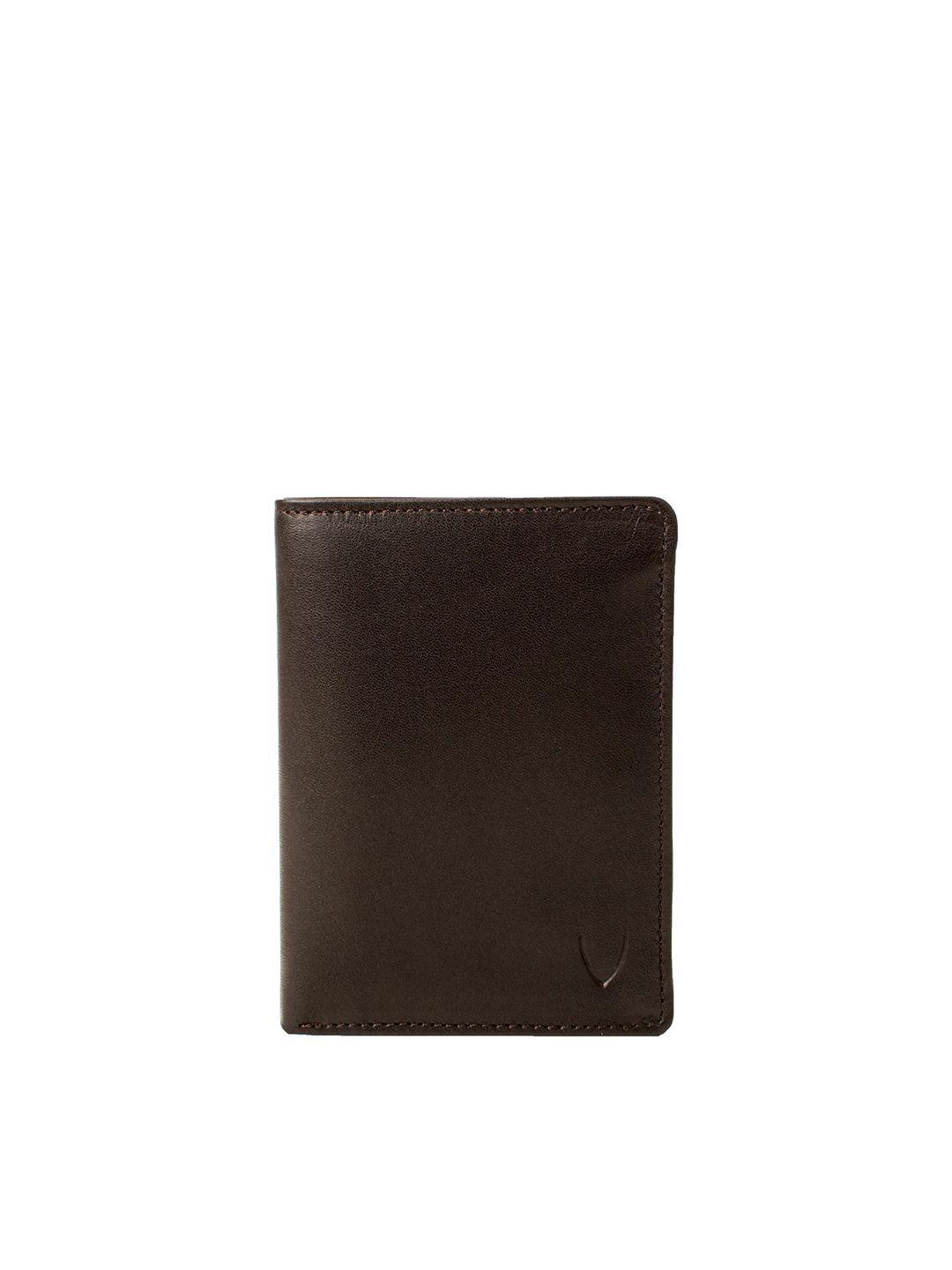 hidesign men brown leather three fold wallet