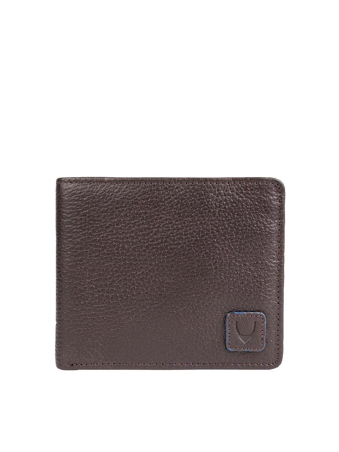 hidesign men brown textured leather two fold wallet