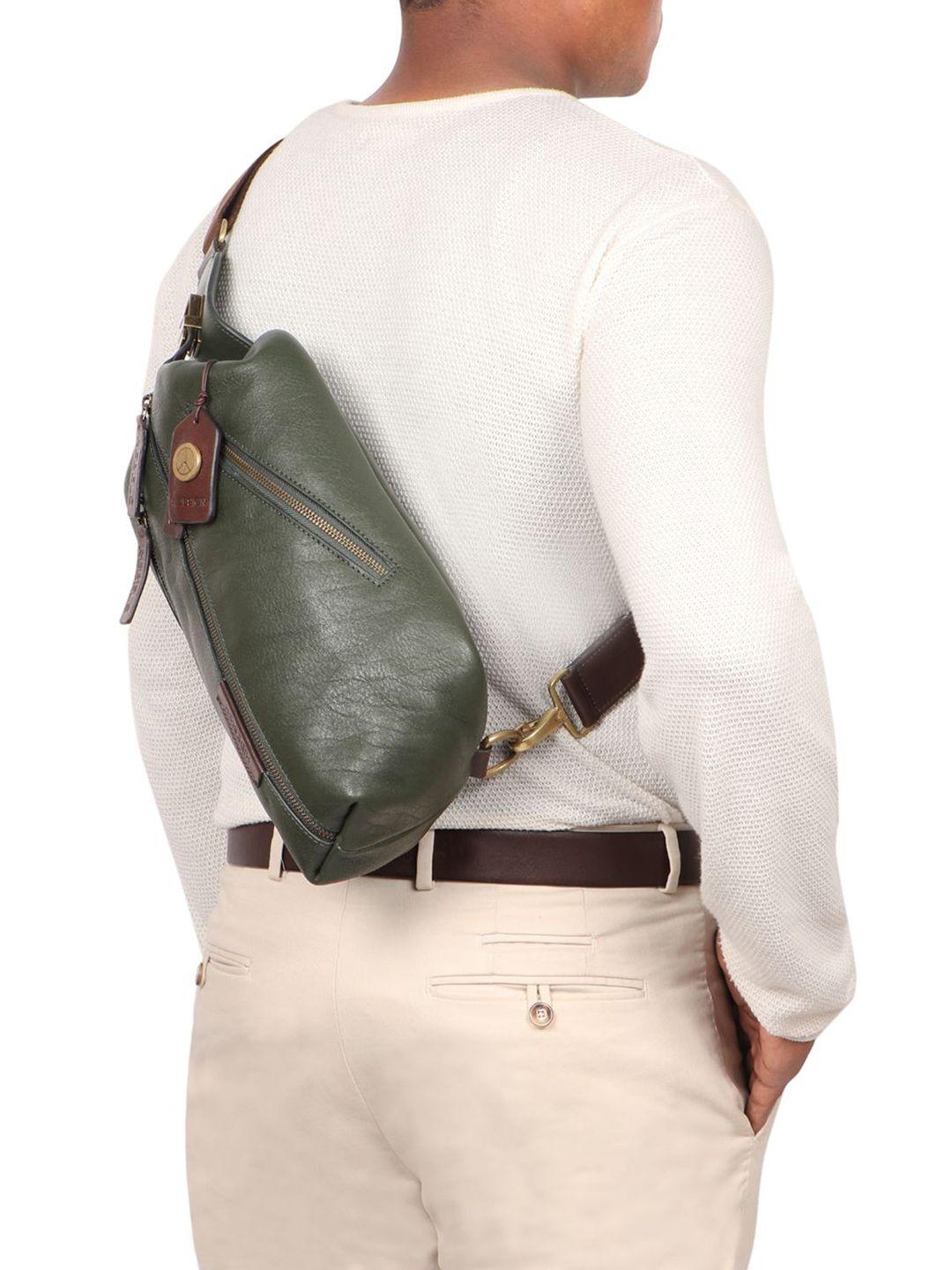 hidesign men leather crossbody backpack
