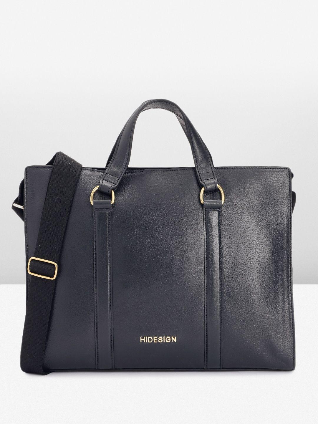 hidesign men solid insead leather laptop bag