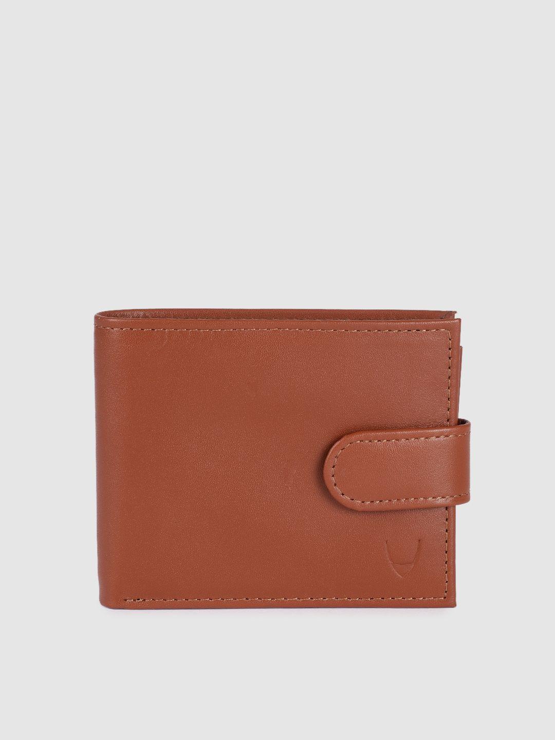 hidesign men tan brown solid leather two fold wallet