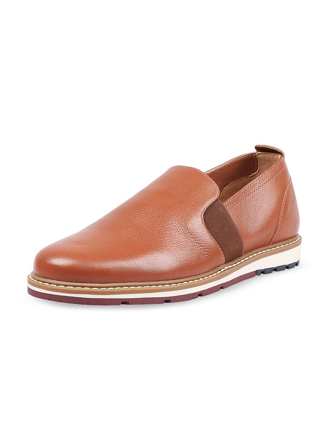 hidesign men tan leather slip-on sneakers