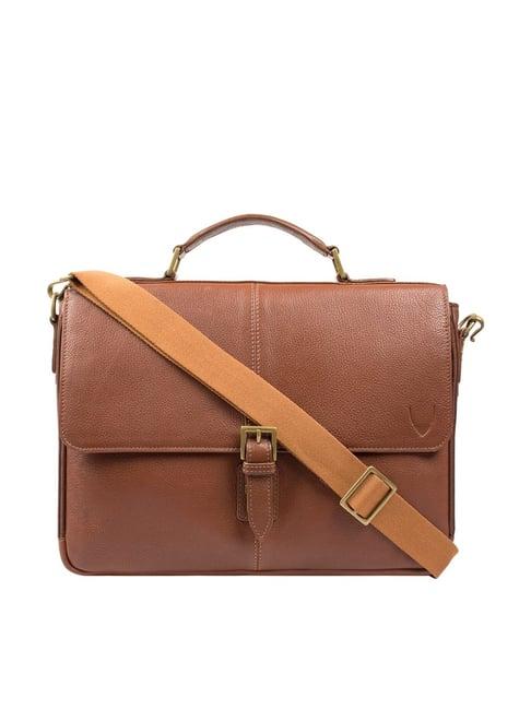 hidesign merlin tan leather satchel handbag