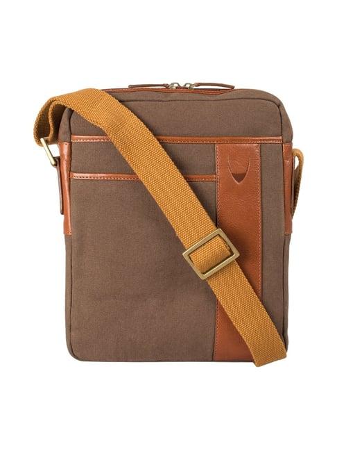 hidesign nausar 02 brown solid leather sling bag