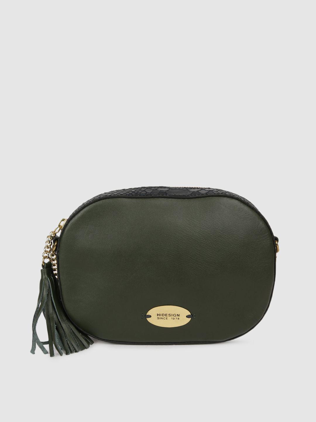 hidesign olive green solid sling bag