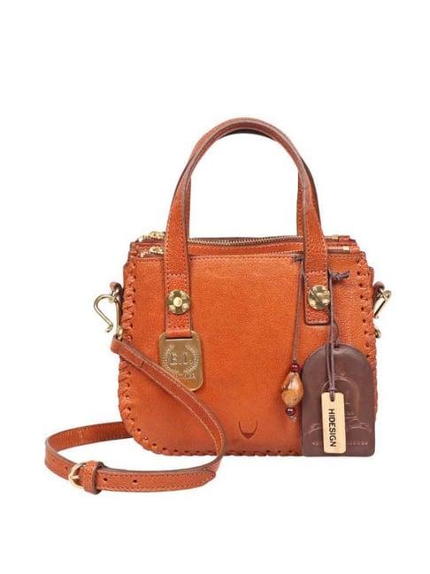 hidesign orange solid medium handbag