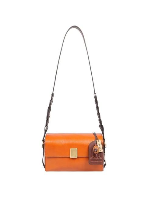 hidesign orange solid medium sling handbag