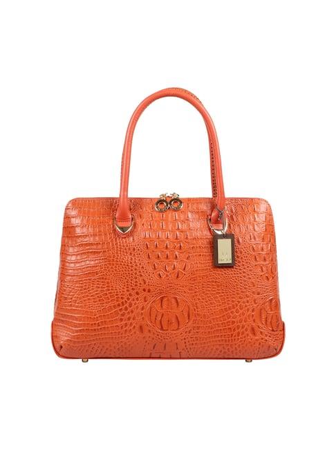 hidesign orange textured medium handbag