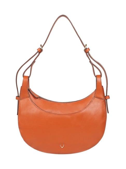 hidesign orange textured medium hobo handbag