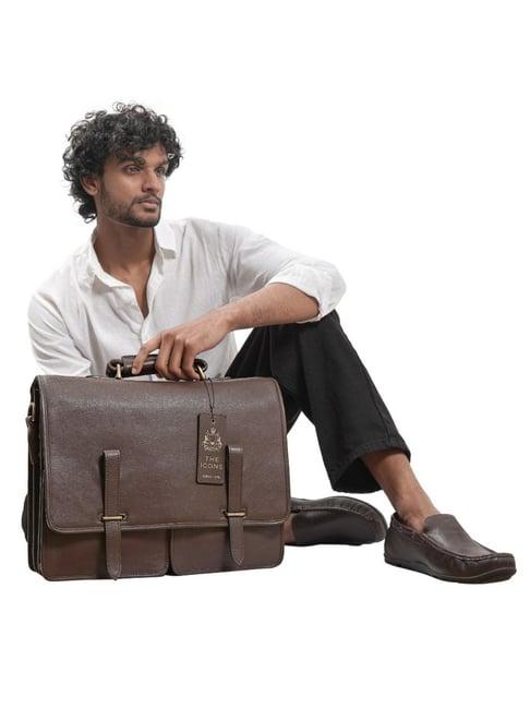 hidesign parma brown leather messenger bag