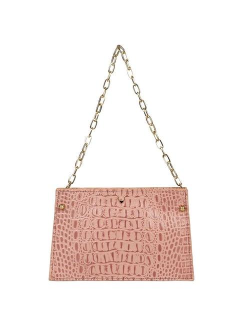 hidesign pink textured medium shoulder handbag