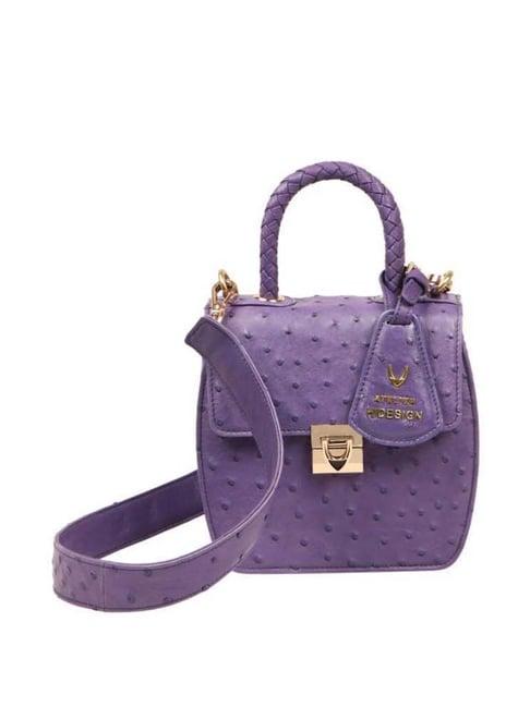 hidesign purple textured medium satchel handbag