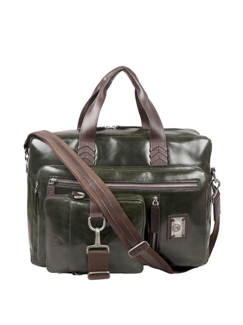 hidesign rebels ho 02 cherokee mel ranch green leather large messenger bag