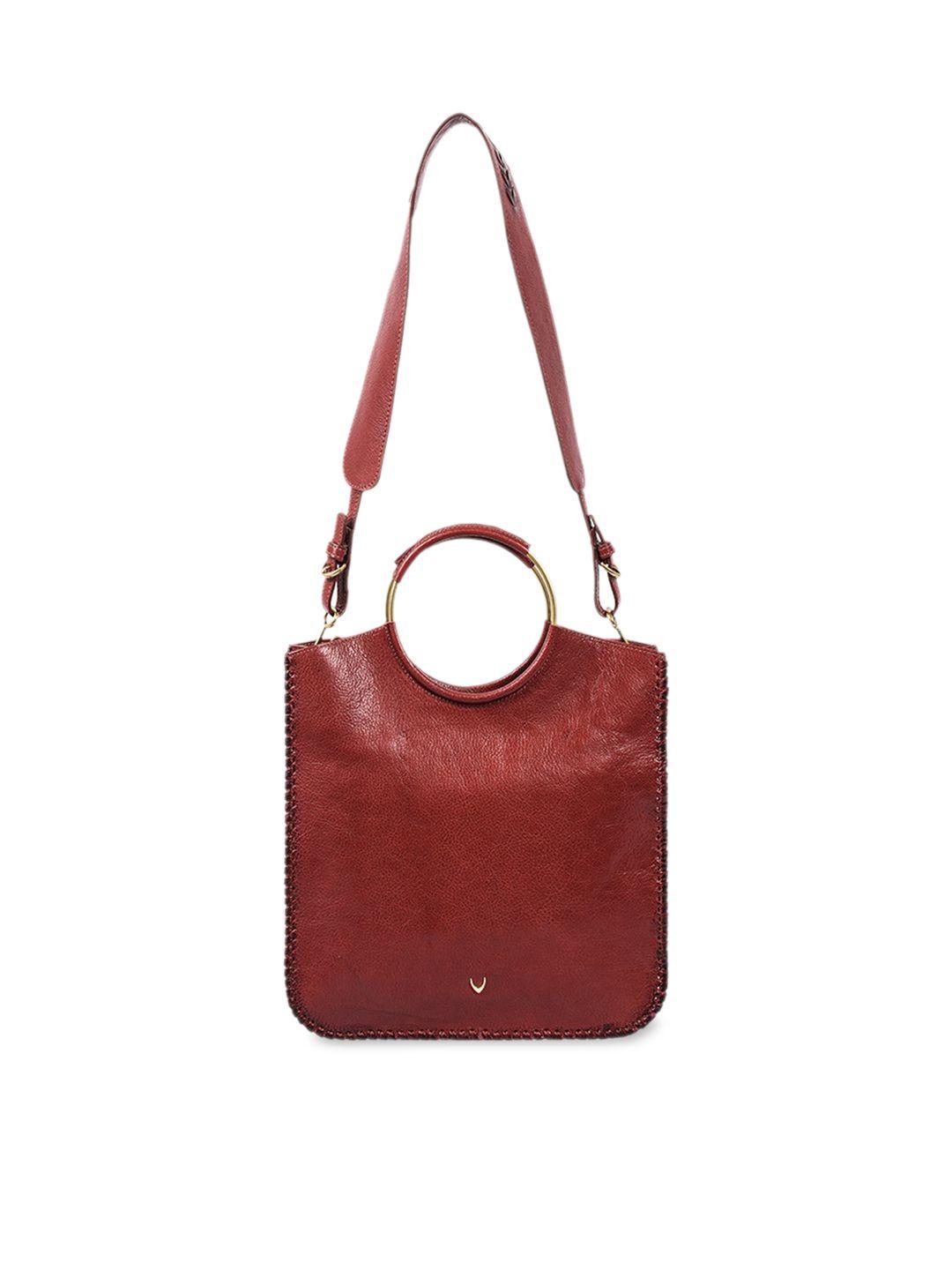 hidesign red solid leather handheld bag