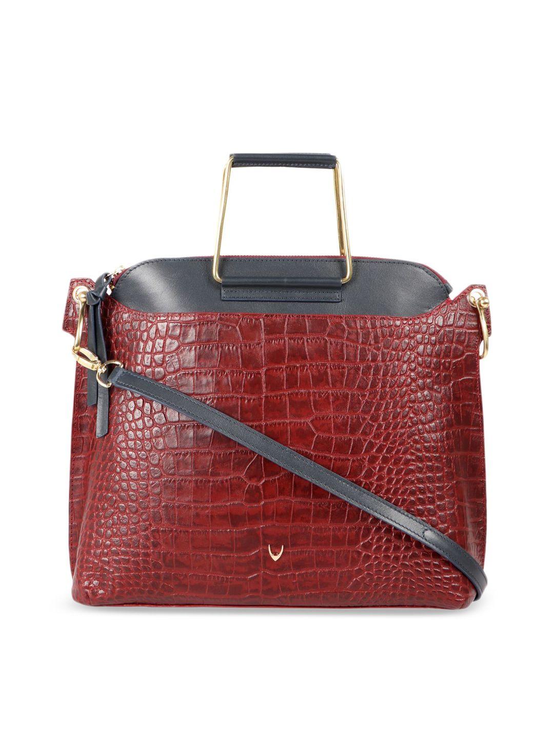 hidesign red textured handheld bag