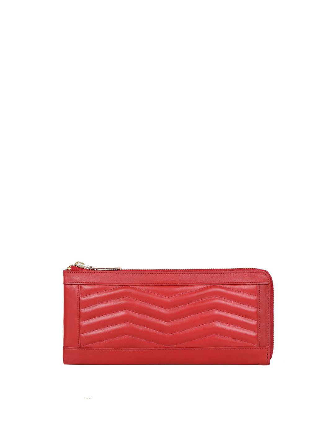 hidesign red textured leather purse clutch