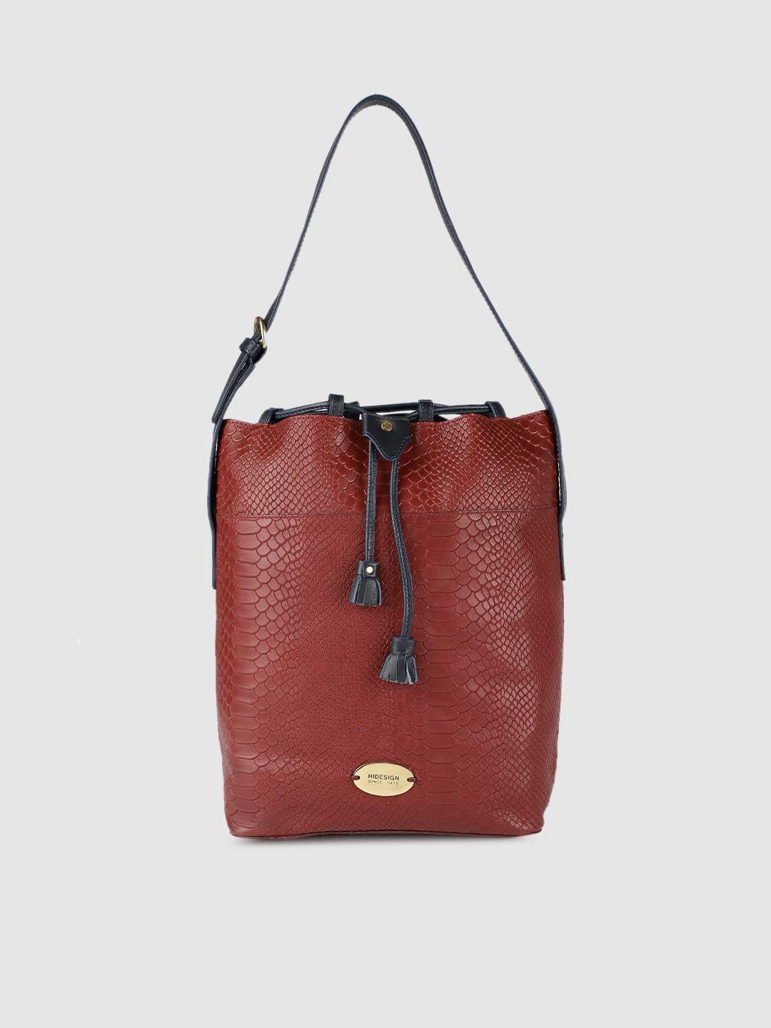 hidesign red textured leather tote bag