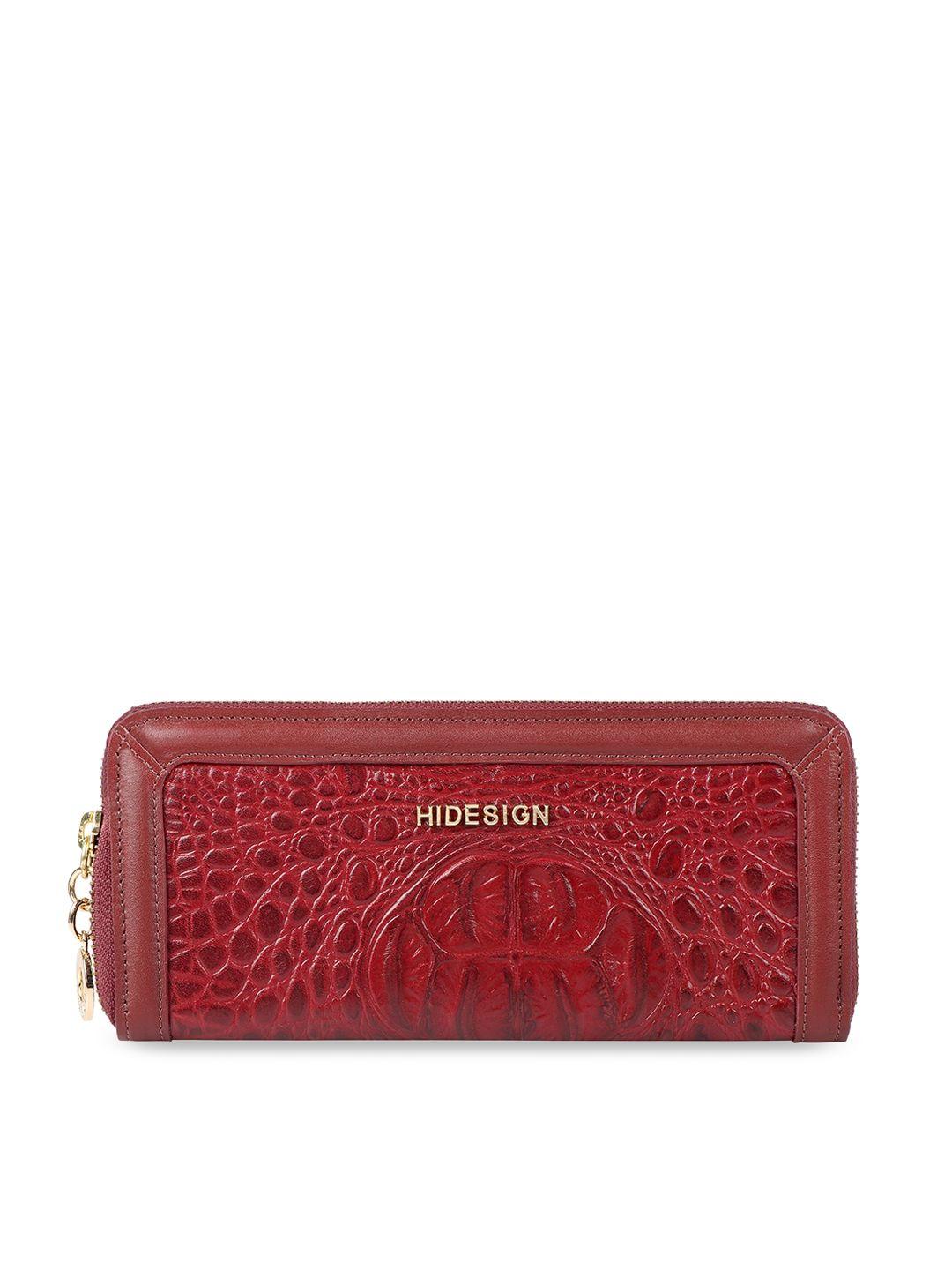 hidesign red textured purse clutch