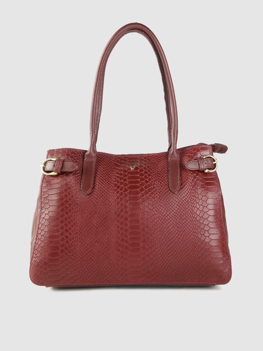 hidesign red textured shoulder bag