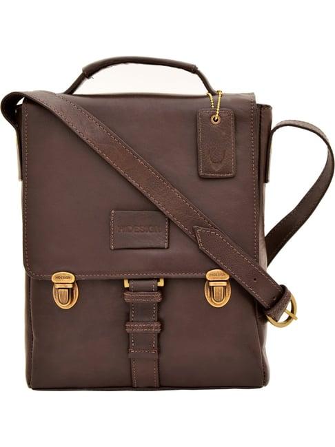 hidesign roadster 01 brown solid leather sling bag