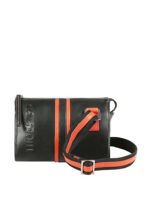 hidesign sports black solid small sling handbag