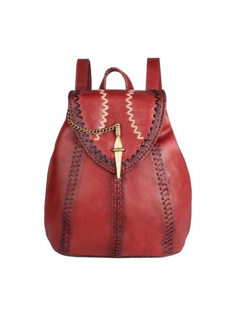 hidesign swala 03 dark red stitched leather backpack