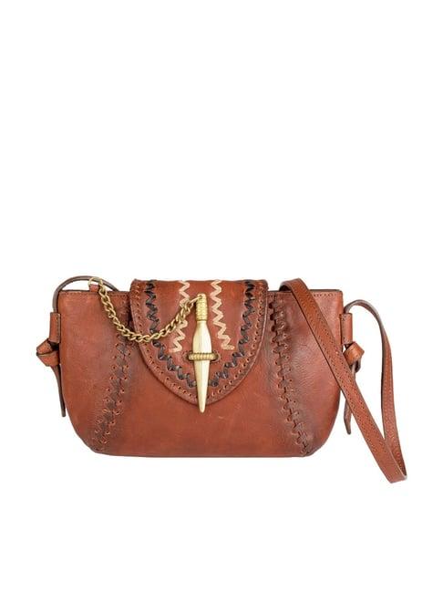 hidesign swala tan leather sling handbag