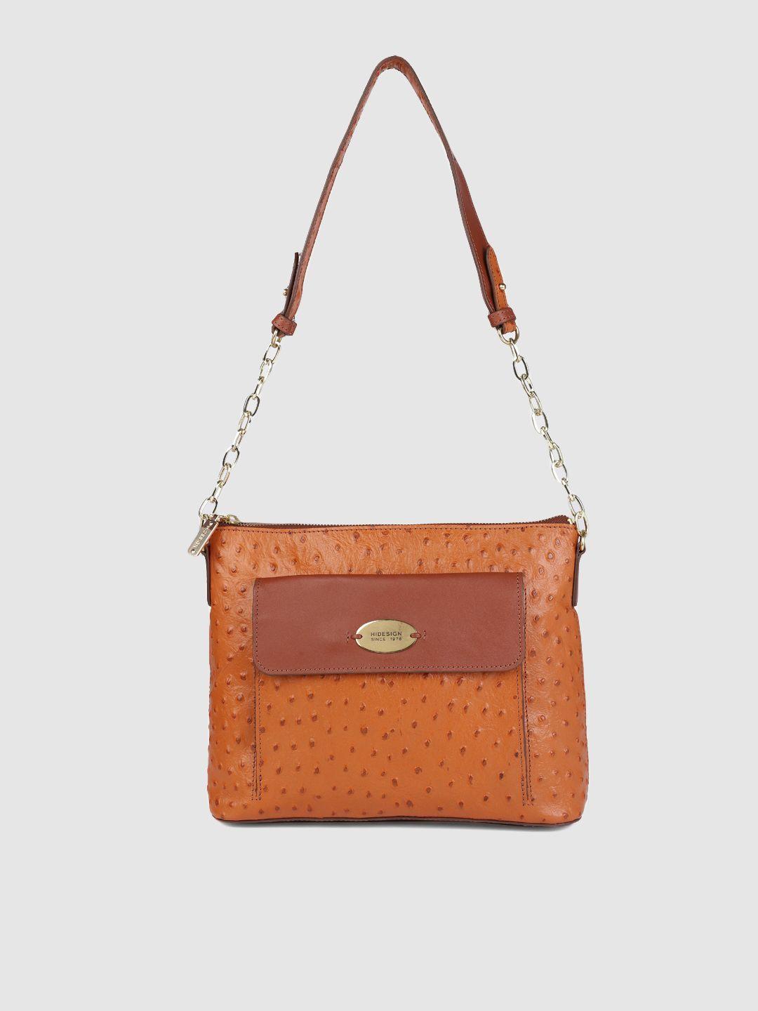 hidesign tan brown geometric textured ee morocco leather shoulder bag