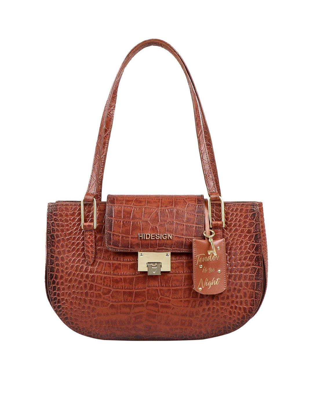 hidesign tan brown textured leather shoulder bag