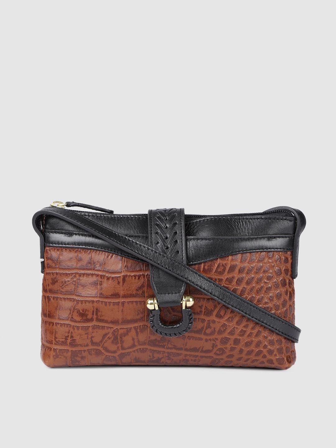 hidesign tan brown textured leather sling bag