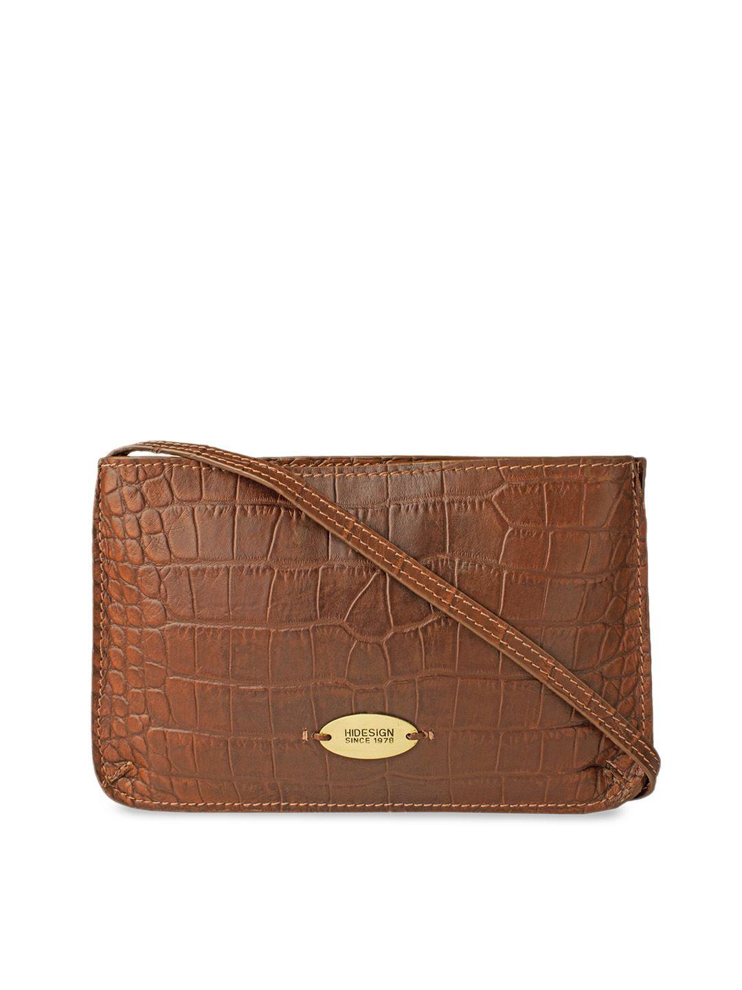 hidesign tan brown textured leather sling bag